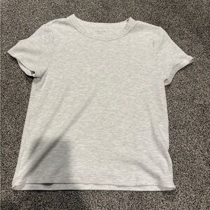 American Eagle Outfitters Light Heather Gray Ribbed Short Sleeve Tee